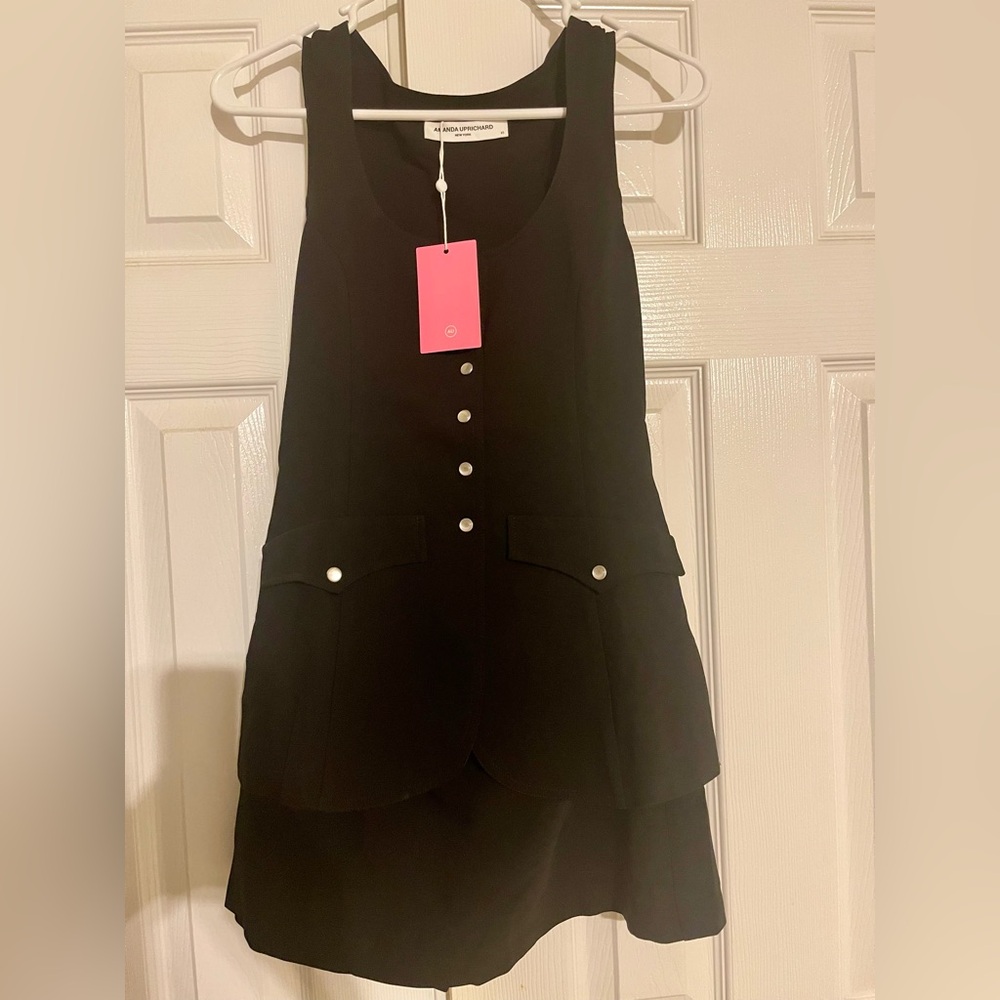 Amanda Uprichard Black romper with Button Details size XS NWT - Picture 2 of 5